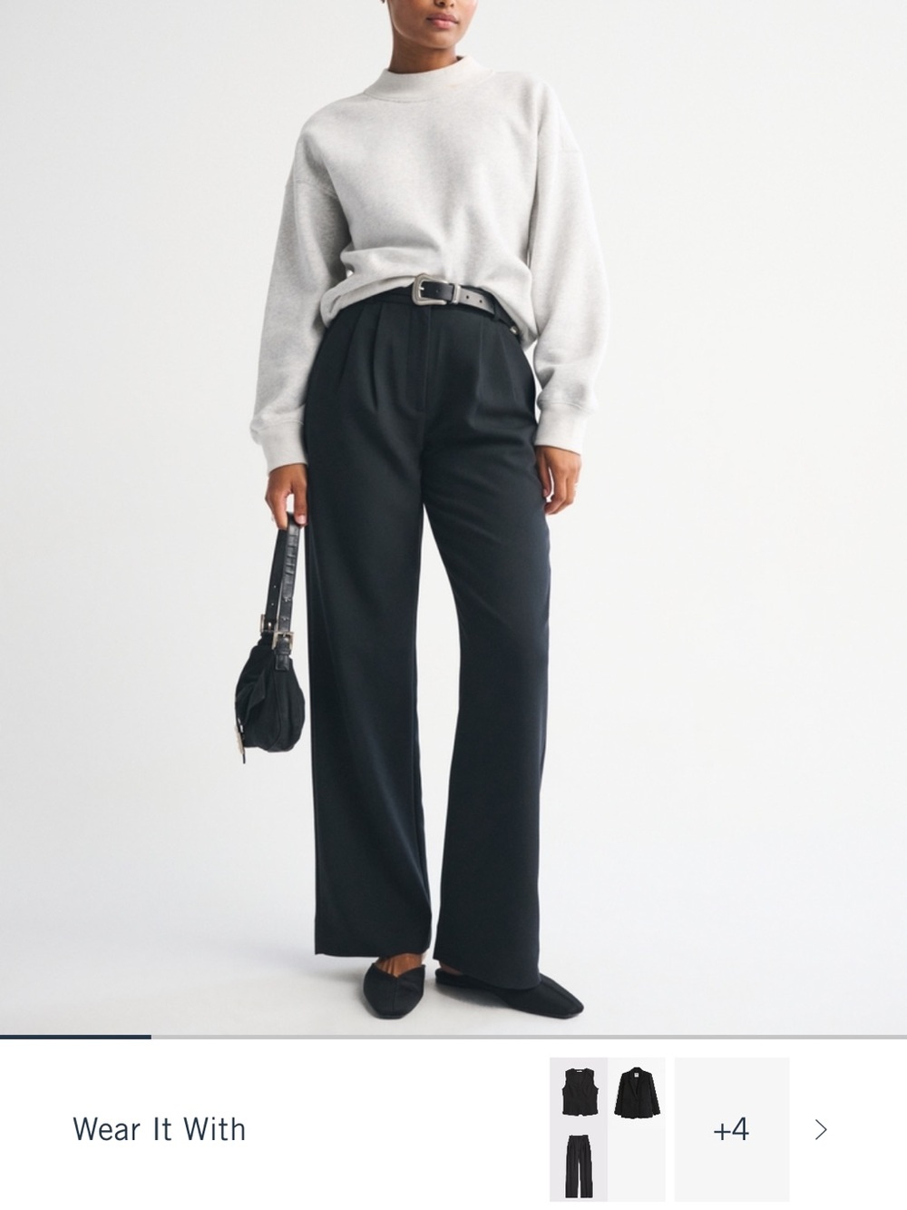 Abercrombie & Fitch Black High-Rise Wide-Leg Trousers